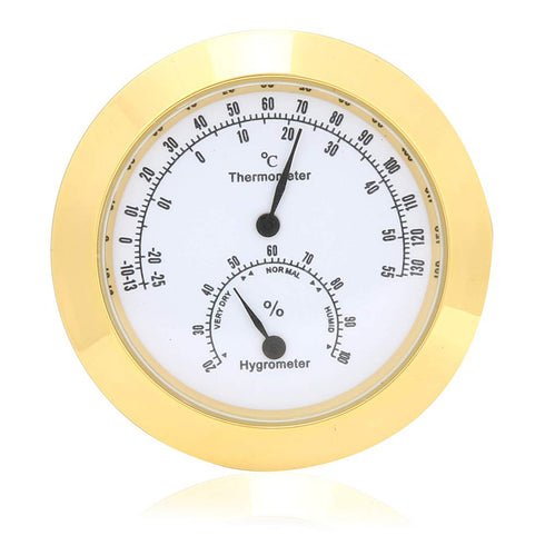 Guitar Violin Thermometer Hygrometer, Alloy Meter Temperature and Humidity Meter Thermometer for Violin Guitar Case Instrument Care (Gold)...