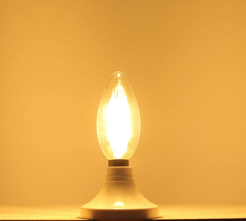 E14 Base LED Filament Candle Shape Light Bulb,E14 European Base Bulb,Warm White 2700K 400LM 40W Equivalent,C35 Clear Glass Torpedo Shape Bullet To...