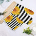 Set of Oven Mitt and Pot Holder, Sunflowers Oven Gloves Heat Resistance Non-Slip Surface for Kitchen BBQ Cooking Baking Grilling, Black White Stri...