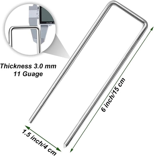 Landscape Staples 6 Inch 11 Gauge, 20 Pack Garden Staples Galvanized Ground Stakes Anti-Rust Landscape Fabric Staples Garden Stakes for Irrigation...