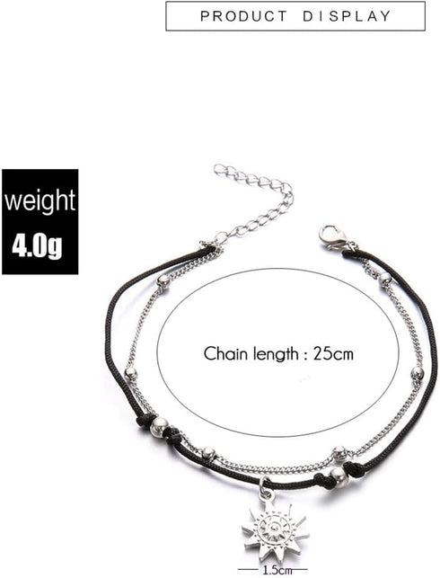 Boho Sun Ankle Bracelets Layered Beach Anklets for Women...
