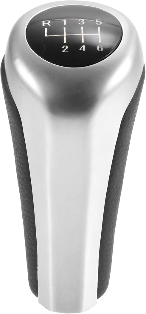 X AUTOHAUX 6 Speed Manual Gear Stick Shift Knob Transmission for BMW X1 E84 for BMW X3 E83 ABS Faux Leather Black Matte Silver Tone...