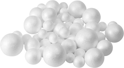 50 Pack Craft Foam Balls, 5 Sizes(1-2.4 Inches), White Polystyrene Smooth Round Balls, Foam Balls for Arts and Crafts, Christmas, DIY Craft for Ho...
