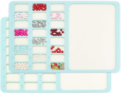 BENECREAT 2Pcs Rectangle Felt Bead Design Boards, Green Felt Beading Mat with A-X 24 Small Grids Beads Tray Bead Pad for Art Crafts Jewelry Making...