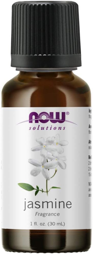 NOW Essential Oils, Jasmine Fragrance, Romantic Aromatherapy Scent, Steam Distilled, 100% Pure, Vegan, Child Resistant Cap, 1-Ounce...