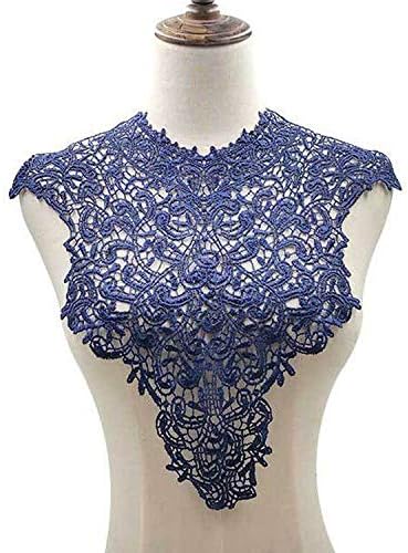 2 Pcs Water-Soluble Lace Collar Polyester Silk Embroidery Chest Lace Three-Dimensional Hollow Collar Fake Collar Front/Back Collar(Tibetan Blue)...