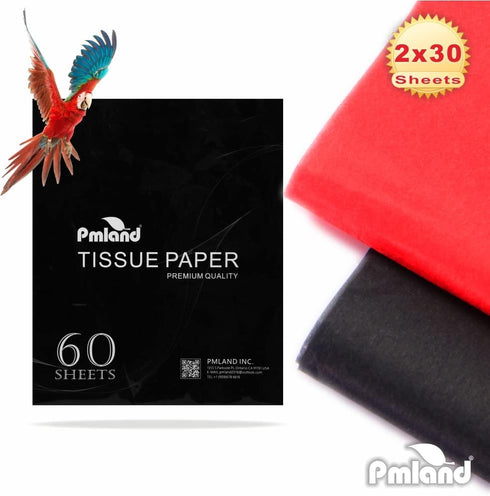 PMLAND Gift Wrapping Tissue Paper - Black and Red - 20 Inches x 26 Inches 60 Sheets...