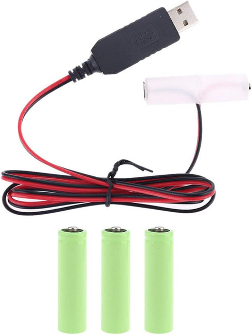 2M LR6 AA Battery Eliminator USB Power Supply Cable Replace 1-4pcs 1.5V AA Battery (6V)...