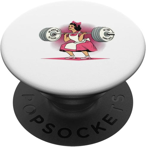Funny Weightlifting Quote Retro Pun Clean Lifting Exercise PopSockets Standard PopGrip...