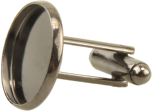 12Sets/24pcs Men’s Cufflinks Cuff Links Button Cabochon Blank Trays Frame with Clear Glass Dome for DIY Craft...