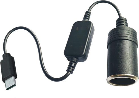 USB C to Car Cigarette Lighter Cable Converter, USB Cigarette Lighter Adapter USB C Male to 12V Car Cigarette Lighter Socket Female Converter Cabl...