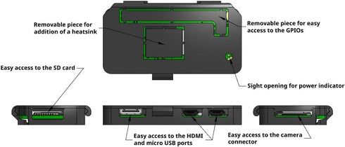 Compact Raspberry Pi Zero Protective Case (Black Carbon Fiber Look)...