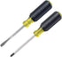 Klein Tools 85442 Screwdriver 2-Piece Set, Made in USA, 1/4 Keystone and #2 Phillips, Cushion Grip, Round and Square Shank, Heat Treated, Meets or...