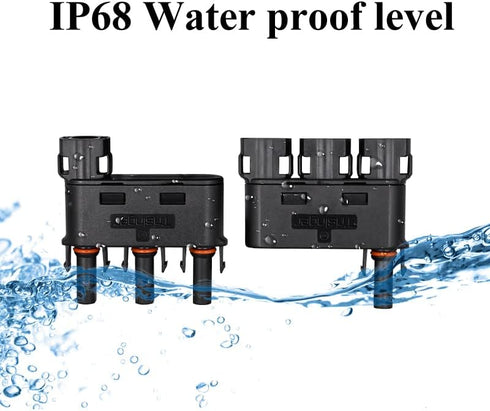 Solar Branch Connector IP68 Waterproof 1500V Solid Copper Terminal 3male1female and 3female 1male, 1 Pairs (3 to 1)...