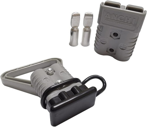 Kit 175 Amp 2Pcs Connectors Plugs 175A Quick Connect Disconnect 600 V+ 2 Pcs 175 amp Handle Battery Power Connector+2 Pcs Cover Dust (Grey, 1/0 AW...