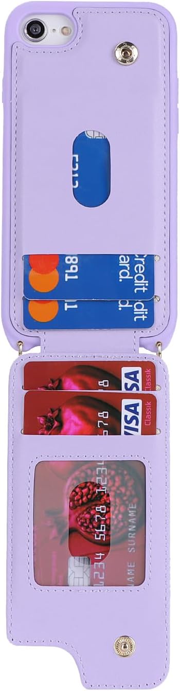 for iPhone 7/8/SE 2020/SE 2022 Case with Card Holder and Strap for Women,Crossbody Lanyard,Kickstand Ring Stand,Snap Clasp,Phone Wallet Cases 4.7 ...