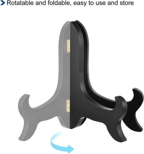 uxcell 4pcs 6" Easel Plate Holder, Wooden Folding Display Stand Black for Decorative Picture Frame...