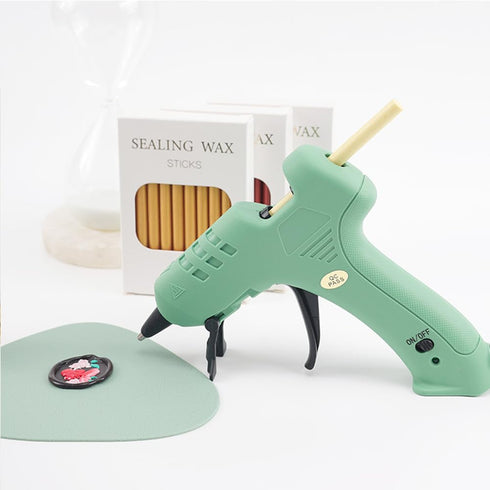 Green Sealing Wax Sticks add Glue Wax Gun, Hot Melting Glue Gun for Mini Size Green Wax Seal Sticks Low Tempreture Great Tool for DIY Wax Seals Wx...