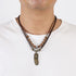 Men Leather Necklace Vintage Style Double Layers Braided Leather Tribal Necklace Boho Hipppie Beaded Artificial Feather Pendant Necklace for Daily...