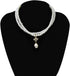 Dainty Boho Simple Chunky Rhinestones Pearls Short Cross Choker Necklace Chain Multilayer Choker Pearls Cross Pendant Necklaces Prom Party for Wom...