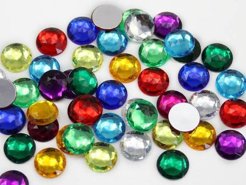 30mm Flat Back Round Acrylic Rhinestones Plastic Circle Gems for Costume Making Cosplay Jewels Pro Grade Embelishments - 12 Pieces (Red Ruby H103)...