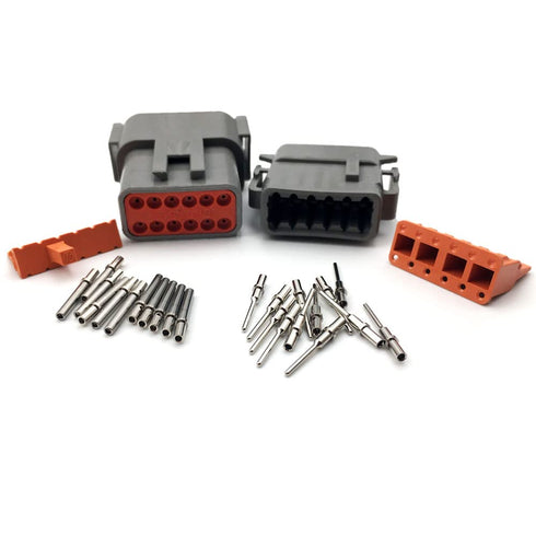 Deutsch DTM DT Series 12-pin Connector Kit, 20AWG Solid Contacts Receptacle IP67 Waterproof Heavy Duty...