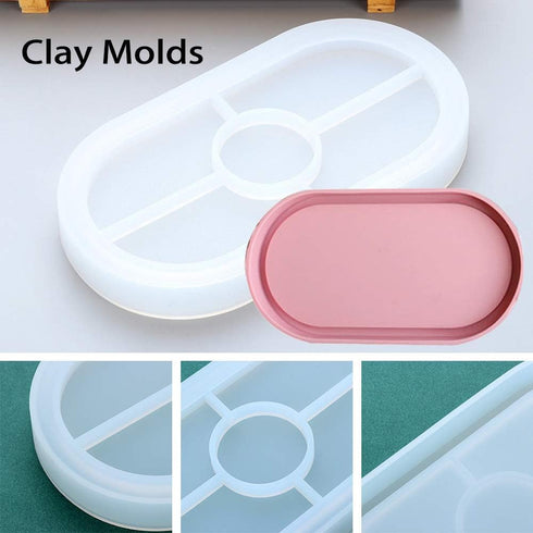 3 Pack Tray Silicone Resin Mold, Oval Coaster Epoxy Resin Casting Mould DIY Jewelry Tray Dishes for Craft Jewelry Storage Office Home Decoration...