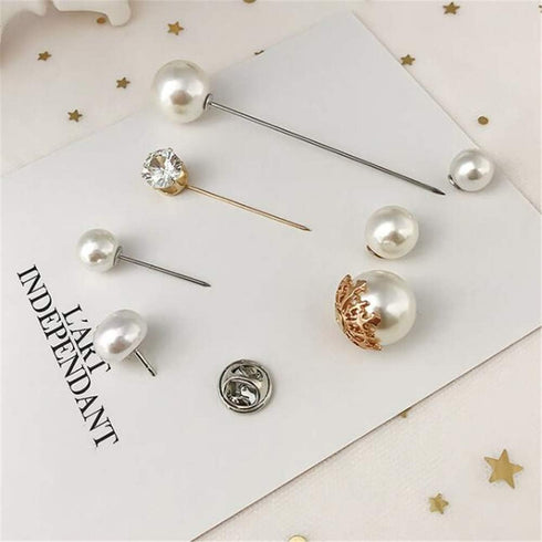 Pearl Diamond Brooches Safety Pins Decoration for Women 3 Pieces Sweater Shawl Clips Brooch Pins Set...