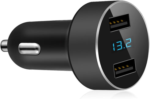 LIHAN Dual USB Car Charger, 4.8A Output, 12/24 Volt USB Adapter Plug for Cigarette Lighter Voltage Meter, Compatible with iPhone,iPad, Samsung Gal...