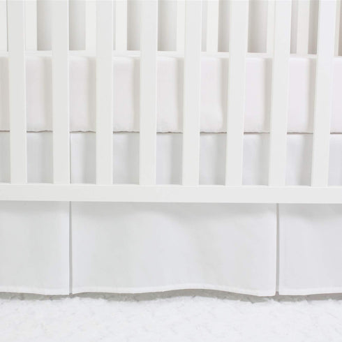CaSaJa Classic Microfiber Crib Skirt with 2 Pleated Workmanship, Soft Breathable Dust Ruffle Fits Standard Crib and Toddler Bed, Pure White Color ...