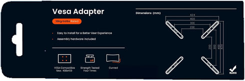 PUTORSEN VESA Adapter Mount Bracket Kit for Screens 32 to 55 inch LCD LED TV, TV Mount Adapter Bracket Upgrade Mounting Holes up to 400x400 mm, Bl...