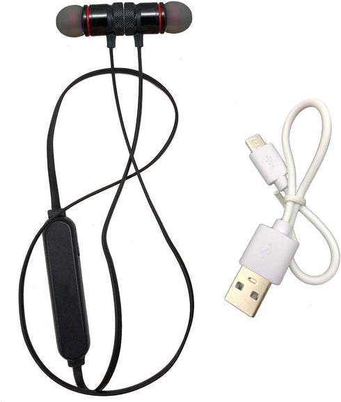 Wireless Magnetic Rechargeable Ear Buds, in line mic, Volume, Play/Pause Controls (Black)...