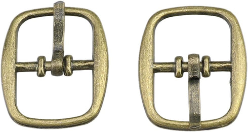 uxcell Metal Rectangle Single Prong Pin Shoe Center Buckle 50PCS Bronze Tone...