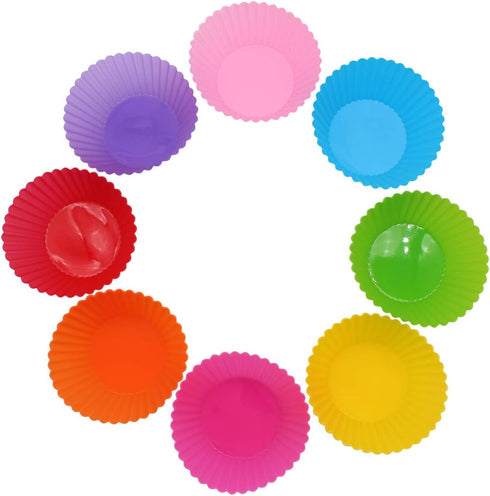 Reusable Silicone Cake Mold 24PCS, Small Baking Cup Truffle Cake Pan Set 8 Colors Non-Stick...
