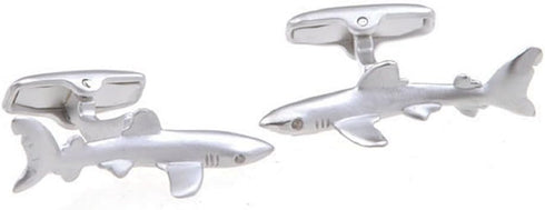 Shark Pair Cufflinks in a Presentation Gift Box & Polishing Cloth...