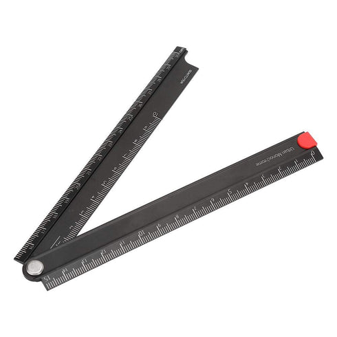 Folding Ruler, Aluminum Alloy Ruler 0-300mm Measurement Range Simple Angle Measurement Ruler 90°Folding Metal Stationery Ruler for Artists, Constr...