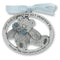 Sweet Teddy Bear Crib Medal for Baby Boy Crib Medal with Verse 2-1/2" Pewter Finish - Christening/Shower Gift/Baptism Keepsake/with Blue Ribbon- I...