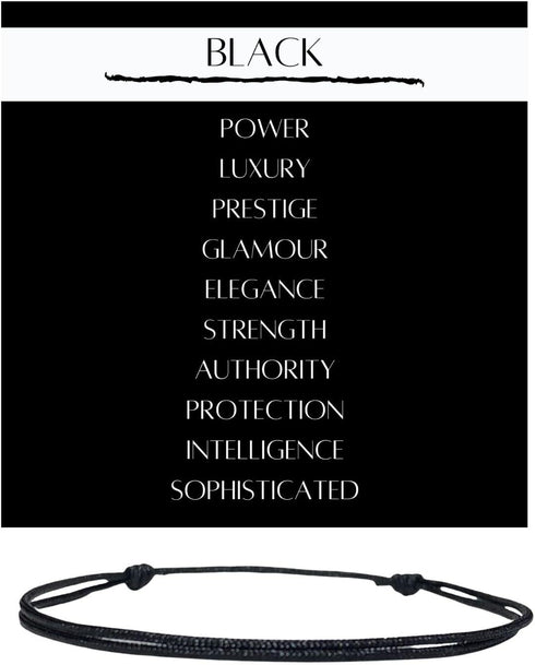 Black cord Bracelet for Men String - Adjustable Bracelet for Women - Unisex Adult Waterproof Nylon Cord Surfer Stability Mourning Spiritual Power ...