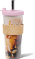 Dodoko Reusable Boba Cup with Straw - Iced Coffee & Smoothie Tumbler 24 oz - Bubble Pink...