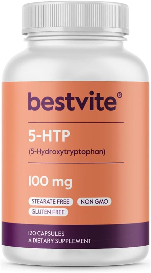 BESTVITE 5-HTP 100mg (120 Capsules) - No Stearates or Flow Agents...