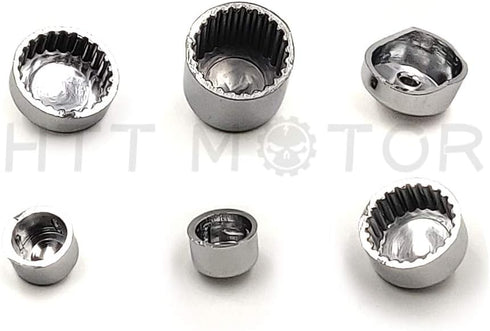 HTTMT MT247-003-CD Chrome Bolts Toppers Caps Compatible with 1991-2012 Harley Davidson Dyna Glide Twin Cam...