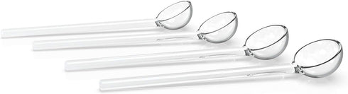 Teabloom Glass Stirring Spoons – Set of 4 Crystal Clear Petite Teaspoons (5.3 inches) – Coffee or Tea Glass Stirrers – Heat-Resistant and Toxin-Fr...