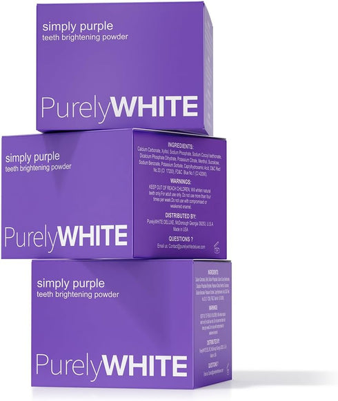 PurelyWHITE DELUXE, Simply Purple Brightening Powder - Conceals Stains, No Sensitivity - Enamel-Safe Toothpaste Whitening Powder for Coffee, Tea, ...