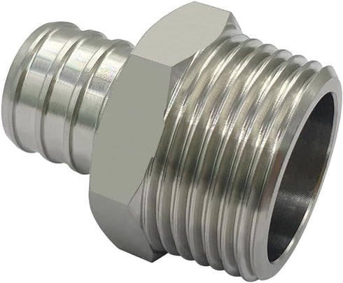 Beduan Stainless Steel PEX Garden Hose Adapter Fitting 3/4" PEX Barb to 3/4" GHT Male Connector for Outdoor Garden Irrigation Watering...