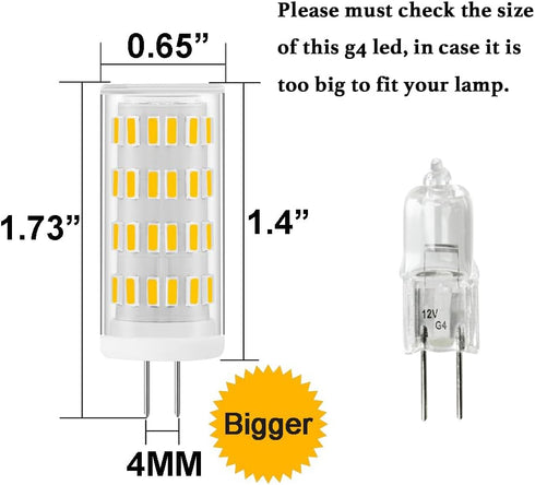 G4 LED Bulb 5W, 12V-24V 40W G4 Halogen Bulb Equivalent, Natural Daylight White 4000K, Non-Dimmable JC Type Bi-Pin Base G4 Light Bulb 10-Pack...