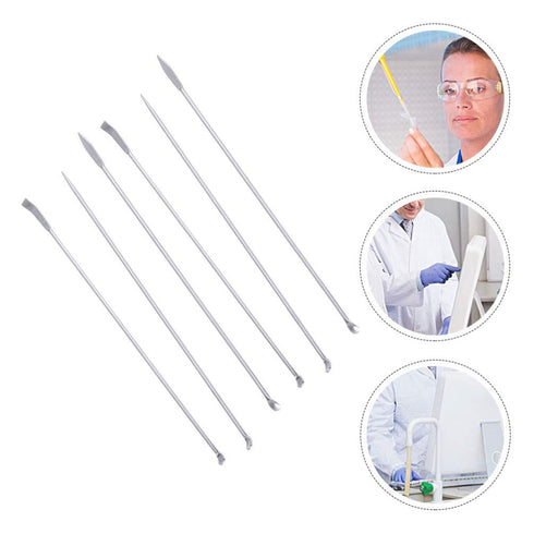 Hemobllo Stainless Steel Micro Lab Sampling Scoop Experiment Spoons Micro Medicine Spoons Reagent Laboratory Sampling Spoon Set 6PCS...