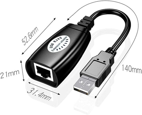 USB Extender Over RJ45 Cat 6/5/5e Adapter, RJ45 Ethernet Splitter to USB Extension UP to 50m/164ft, Compatible with Computers, Mobile Phones, Mice...