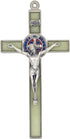 Saint Benedict Wall Crucifix with Colored Enamel Made in Italy (Glow-in-the-Dark)...