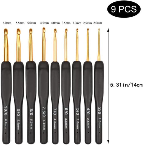 9 Pcs Crochet Hooks Ergonomic Crochet Needles Soft Grip Knitting Needles for Make Scarves Gloves Blankets and Pet Clothes......