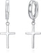 SIMPLGIRL 925 Sterling Silver Cross Earrings- Dainty Light Weight Huggie Hoop Cross Earrings for Women Men...